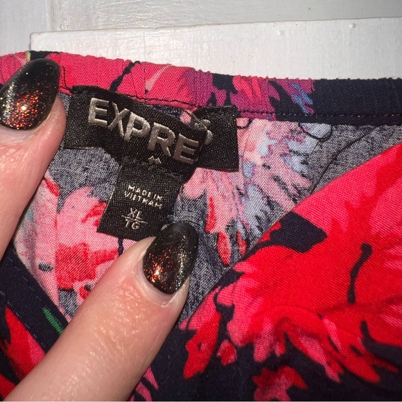 EXPRESS BLUE FLORAL RUFFLE TRIM MAXI DRESS - Picture 4 of 6